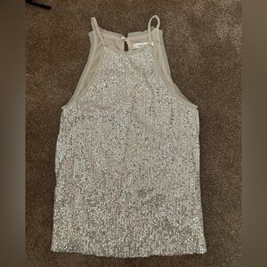 Silver Sequin Sleeveless Top